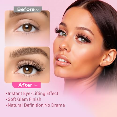 Cat Eye False Eyelashes Wispy Fluffy Volume Dramatic Long Strip Lashes Lightweight Natural Look Easy to Apply Reusable Faux Mink Lashes for Daily and Glam Makeup 7 Pairs - Image 5