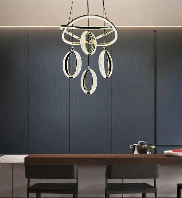 Image of 915 Unique 4 Light Gold Chandelier for Restaurant, Bedroom, Living Room, Home Decor Chandelier Ceiling Fixture.