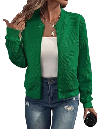 RUISHH Women's Long Sleeve Jacket Casual Bomber Jacket Baseball Jacket Zipper Lightweight Transition Sweatshirt Z-Green XL RUISHH Women's Long Sleeve Jacket Casual Bomber Jacket Baseball Jacket Zipper Lightweight Transition Sweatshirt Z-Green XL