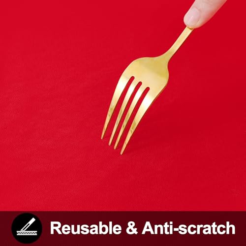 Image of Smiry Rectangle Table Cloth 60x140 Inch, Waterproof Wipeable Vinyl Tablecloths Protector, Oil Spill Proof Plastic Table Cover for Dining, Banquet, Christmas and New Year Parties, Red
