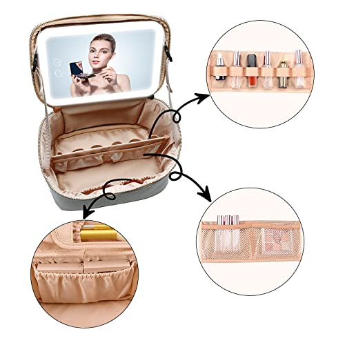 Atopskins Revolutionary Travel Makeup Bag With Led Lights Mirror – Professional Cosmetic Storage, Waterproof Leather #TOP3