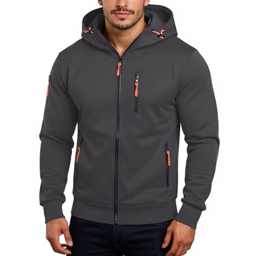 Zip Up Hoodie Men Big And Tall Fleece Oversized Sweatshirts Lightweight Cotton Fall Winter Jacket with Zipper Pockets2