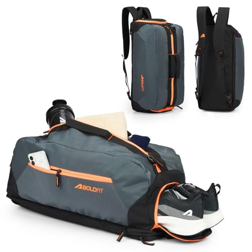 Image of Boldfit Premium Gym Bag for Men & Women, Waterproof & Organized Duffle Bag with Adjustable Shoulder Strap, Gym Bag with Shoe Compartment, 33L Sports Duffel Bags for Women