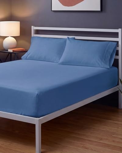 Image of Sleepy Town Queen Size Bed Sheets - 3 Piece - NO Flat Sheet Included - Queen Sheet Set - Soft, Comfy & Cooling - Easy Care - Wrinkle & Fade Free - Brushed Microfiber - Deep Pocket Sheets (Royal Blue)