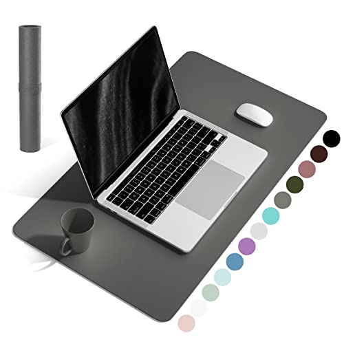 YSAGi Non-Slip Desk Pad, Waterproof PVC Leather Desk Table Protector, Ultra Thin Large Mouse Pad, Easy Clean Laptop Desk Writing Mat for Office Work/Home/Decor (60 x 35 cm, Dark Gray)