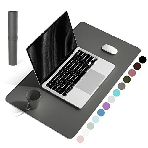 YSAGi Non-Slip Leather Desk Pad, Waterproof Laptop Computer Desk Keyboard Mat, Table Protector Blotter Mat, Large Mouse Pad for Office/Work/Home/Decor(Dark Gray, 23.6" x 13.7") Dark Gray 23.