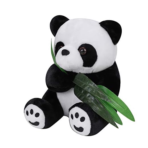 25cm Jouet en peluche Panda avec Bambou Jouet de Poupée Panda Réaliste Mini Mignon Poupon Interactif Souple Panda à Suspendre Cadeau d'Anniversaire Noël Saint-Valentin pour Enfant Fille Garçon