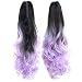 Beauty Wig World 21inch 55cm 100g Two Tone Long Wave Curly Woman Claw Clip Ponytail Clip on/in Hair Extensions (Black to Lilac)