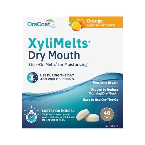 OraCoat XyliMelts Dry Mouth Relief Moisturizing Oral Adhering Discs 40 Count, Orange with Xylitol, for Dry Mouth, Stimulates Saliva, Non-Acidic Cover