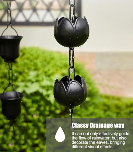 Chaîne de pluie décorative réglable en métal pour évacuation extérieure - 3