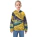 Selerdon Kid's Hoodie Sweatshirt Yellow Blue Wave Swordfish Long-Sleeve Pullover Children's Fashion Casual Outfits Fall Winter Warm Clothes with Pocket