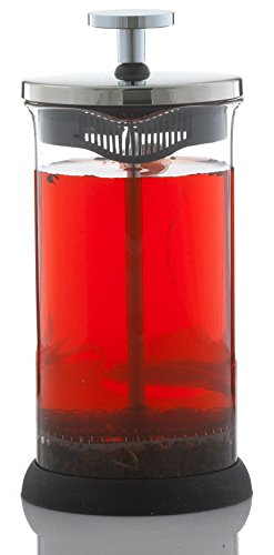 Grosche Lisbon French Press Coffee And Tea Press, 1 Liter 34 Fl. Oz Capacity, Glass Body With Ss Filter Press, Removable Silicone Grip Base, And Included Spoon #TOP2