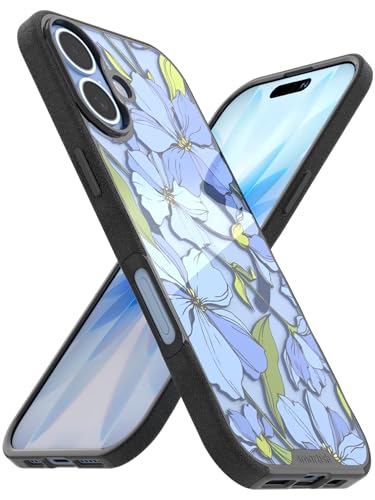 Image of Smartish iPhone 17 MagSafe Clear Case - Gripmunk Magnetic Slim Case [Lightweight + Protective] Anti-Yellowing Thin Grip Clear Cover for Apple iPhone 17 - Blue Blossoms