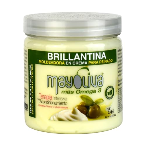 Mayoliva Brillantina Styling Cream, Deep Moisturizing & Shine for Curly Hair, Omega-3 Hair Treatment with Mayonnaise & Olive Oil, Anti-Frizz & Nourishing Hair Cream for Smooth, Defined Styles 8.5 oz image 3