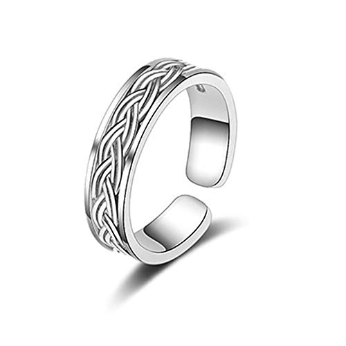 Anneaux Rétro Twist en Argent Sterling et Acier Titane Mode Simple