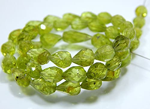 Perles péridot facettées en forme de goutte 7x4-12x5mm pour bijoux DIY