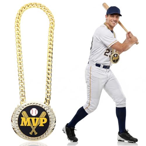Nymvaq Baseball Chain MVP Medal Award, 6" Large Gold Trophy