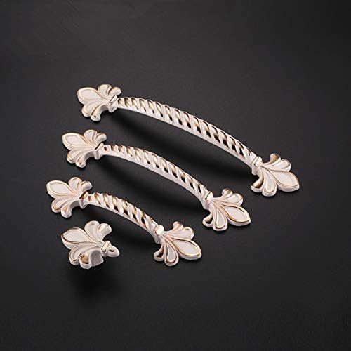 Miniatura 4 de MOOD.SC Chic Shabby Lvory - Paquete de 10 pomos de flor de lis, color blanco, tiradores de cajón, manijas de armario, armario de cocina (10