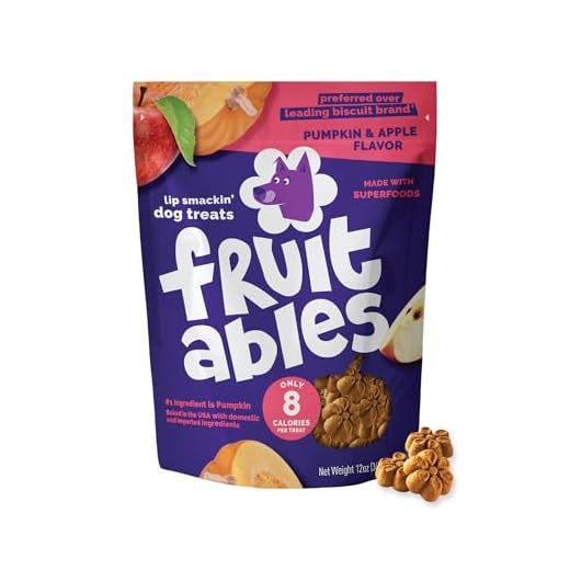 Fruitables Golosinas horneadas para perros, Golosinas de calabaza para perros, saludables bajas en calorías, sin trigo, maíz ni soja - Calabaza y manzana 340g