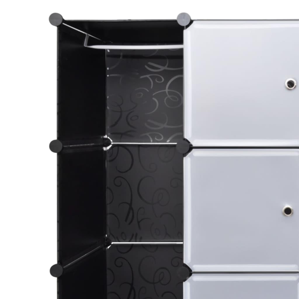 Genérico Armario Modular 18 Compartimentos Negro y 37x146x180,5cm,Mobiliario,Armarios y Almacenamiento,Armarios roperos,Negro,14.95 kg,240501