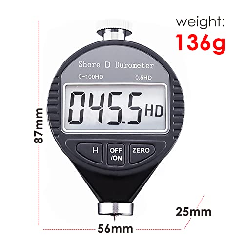 Image of Rubber Hardness Tester Digital Shore Type D Durometer Hardness Tester 0~100HD Shore D Tire Hardness Tester Meter with LCD Display for Ultra-Hard Rubber,Thermal Plastic,Tire,Resin, Fiber,Glass
