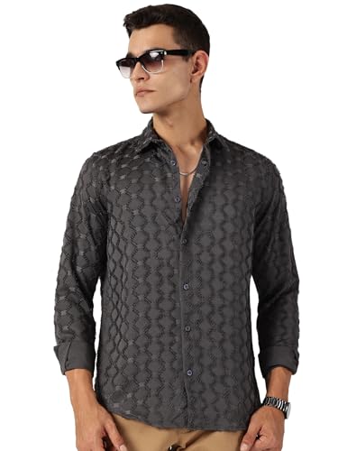 Chemise décontractée en polyester mélangé texturé Thomas Scott, finition premium