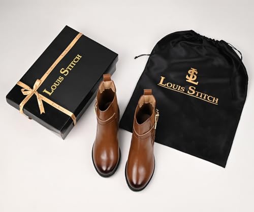 Image of LOUIS STITCH Women's High Ankle Boots| Elegant Buckle Slip-On Boots | Casual Slip-On Long Boots for Women | Casual & Formal Outings | LSLD-CLBT-LBB