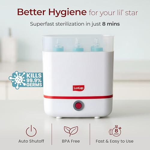 Image of LuvLap 3-in-1 Electric Steam Sterilizer, Sterlizer for Baby Products, Kills 99.9% Germs, 8 Minutes Superfast Sterilization, Keeps Items sterile for up to 24 Hours* (Pack of 2)