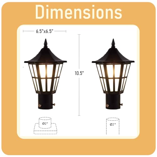 Image of SINOMAN Stylish Gate Light Waterproof Pillar Lamp Outdoor Decor Garden Lighting Pole Mount Exterior Fixture for Home Entrance Patio Compound Boundary (Without Bulb)