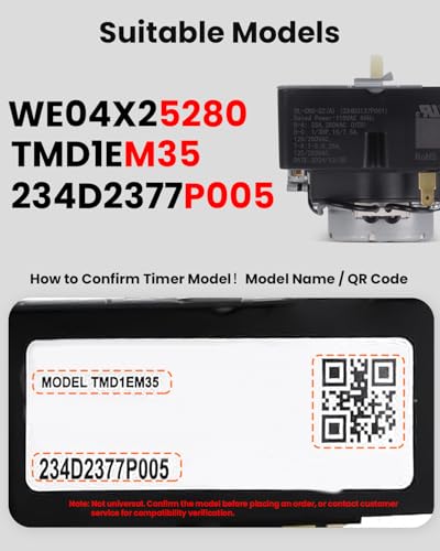 Image of WE04X25280 TMD1EM35 234D2377P005 Dryer Timer Compatible with GTD33EASK0WW GTX22EASK0WW GTX33EASK0WW HTX21EASK0WW GE /Hotpoint Dryer Replacement Part OEM Upgraded Dryer Timer, 1 Year Warranty