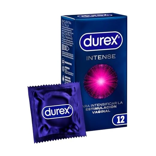 Durex Preservativos Intense, con Puntos y Estrías, con Gel Desirex, Sensación Calor, Frescor u Hormigueo, 12 condones