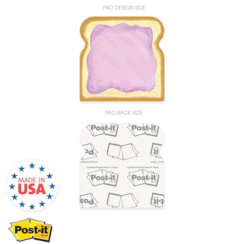 Image of Peanut Butter and Jelly Sticky Note Assortment / 4 inch x 4 inch Repositionable Jam Sticky Notes /Set of 3 Funny Food Note Pads /Made in The USA