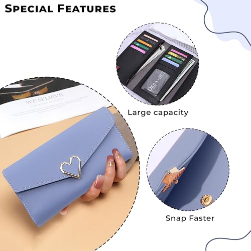 Image of Kraptick Women's Wallet -Stylish and Compact Purse Clutch Wallet for Women, Stylish Card Coin Holder, Debit Card Holder, Money Organizer and Travel Wallet for Women with 13 Slots (Sky Blue)