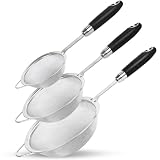 Stainless Steel Fine Mesh Strainer Set,18/10 Strainer for Kitchen