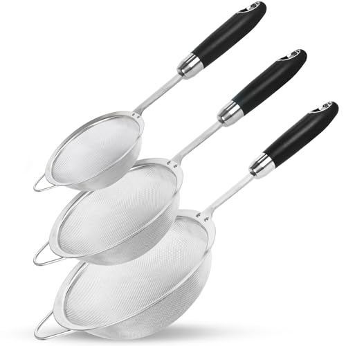 Stainless Steel Fine Mesh Strainer Set,18/10 Strainer for Kitchen