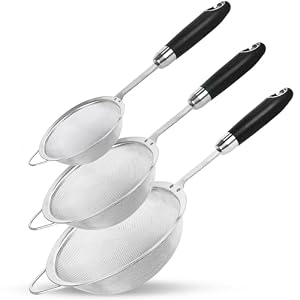 304 Stainless Steel Fine Mesh Strainer Set, 3 Sizes, 30 Mesh