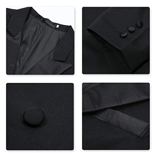 Cloudstyle Men's Luxury Casual Stylish Dress Suit Slim Fit Blazer Coats Jackets And Vest And Trousers Medium Black #TOP4