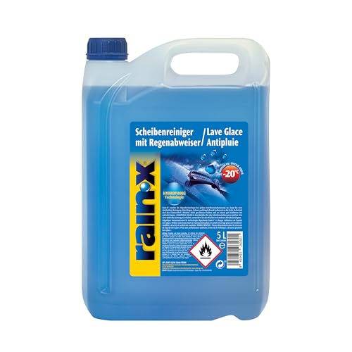 Rain-X Lave-Glace Anti-Pluie – Technologie Hydrophobe pour Visibilité Optimale – Protection Antigel Jusqu’à -20°C – Formule sans Méthanol – 5L