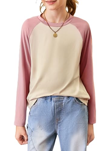 blibean Tween Girls Color Blocked Long Sleeve T-Shirt Size 6-15 Years