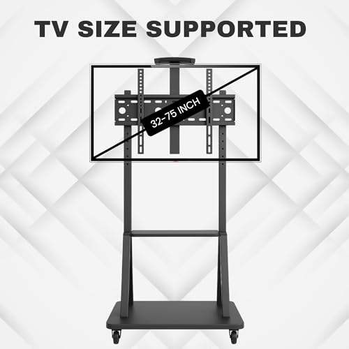 Image of RISSACHI Heavy-Duty Movable TV Trolley Stand for 32-75 Inch LED /LCD TVs | Universal VESA Mount (900 x 600 mm) | Smooth Rolling Wheels, Sturdy Iron Frame, Easy Assembly