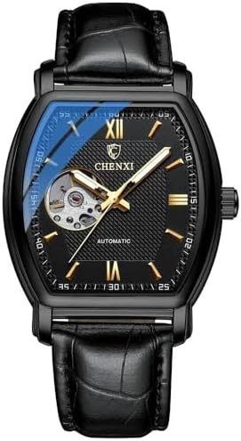 Orologio da uomo meccanico scheletrato Tonneau Orologio automatico da uomo impermeabile di lusso in acciaio inossidabile in oro rosa Nuovo