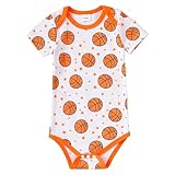 Chichoo Newboen Baby Basketball Sport Themed Jersey Outfit Infant Bodysuit Interlock 195 Gsm 0-24 Months(Basketball-1,3-6 Months)