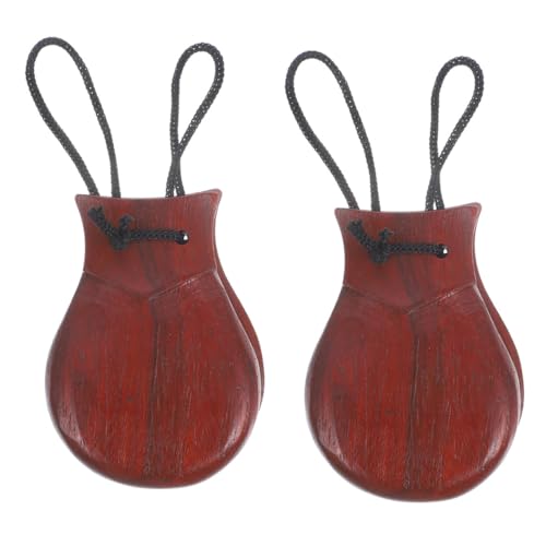 Mikikit Castañuelas de Madera de Peral 2 Unidades sin Mango para Adultos Instrumento de Percusión Manual Sonido Nítido Adecuado para Actuaciones y Aprendizaje Musical