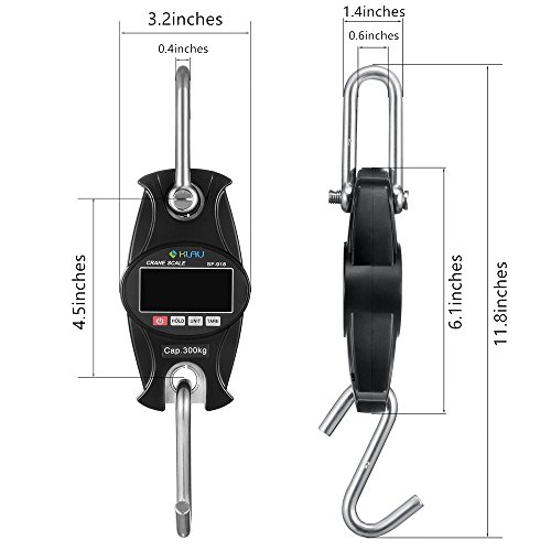 Klau Digital Hanging Scales High Precision Sensor 300 Kg / 600 Lb Sf-918 Heavy Duty Crane Scale Black For Home Factory Hunting #TOP1