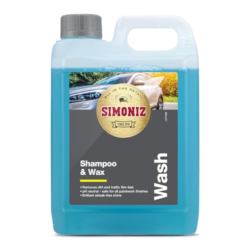 Simoniz Car Shampoo & Wax 2L, 2-in-1 Car Shampoo, Deep Car-Cleaning With Carnauba Wax Protection, Use In A Bucket Or Snow Foam Cannon To Get Tough On Dirt & Grime, Safe For All Paintwork, 2 Litre