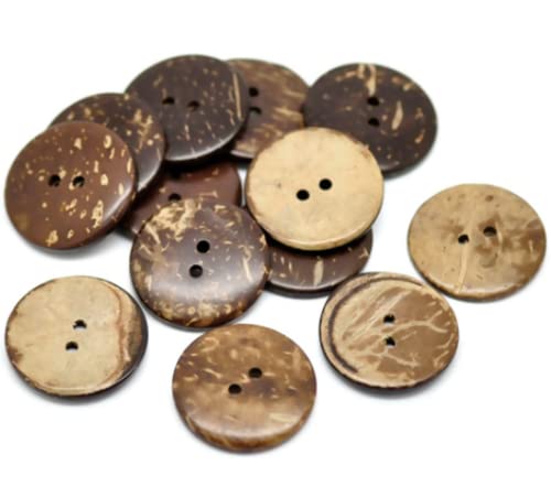 100 Bottoni In Guscio Di Cocco Naturali - 5 Misure Con 2 Fori Per Cucito E DIY - Foto 11
