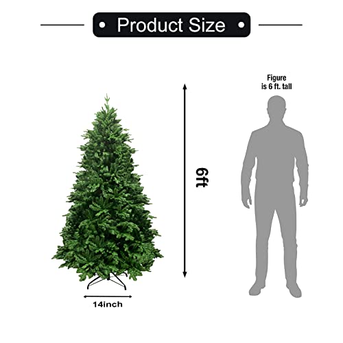 Molezu Artificial Christmas Tree, Unlit Premium Spruce, Hinged Holiday Xmas Tree, Green, With Metal Foldable Base For Decoration. (6Ft,1109Tips) #TOP2