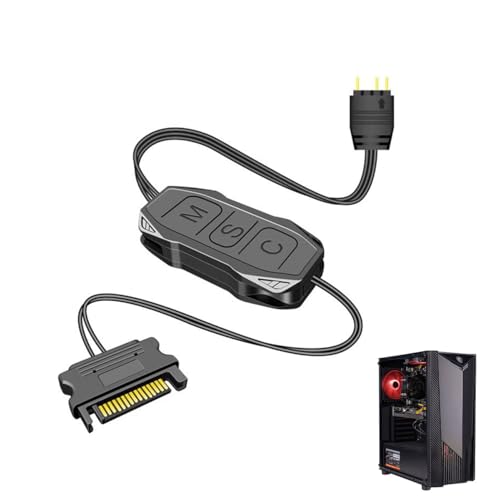 shioyoong 1Pcs 5V 3PIN ARGB Controller, SATA 15-Pin to ARGB 3-Pin, SATA Power Supply, Built-in Light Mode, LED Male Connector Splitter Cable for DIY ARGB Fans, LED Light Strip, Lighting Board