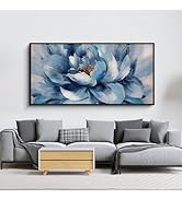 XLSJERST Flower Canvas Wall Art for Living Room - Large White Blue Flower Picture Print Painting ...