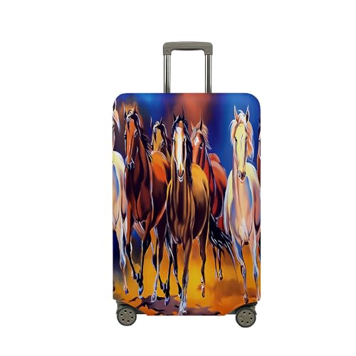 Stampa 3D Elastica Proteggi Valigia Suitcase Luggage Cover Lavabile Coperchio di Protezione Antipolvere Copertura Viaggio Bagagli Coprire cavallo marrone 7S 18-20 pollici